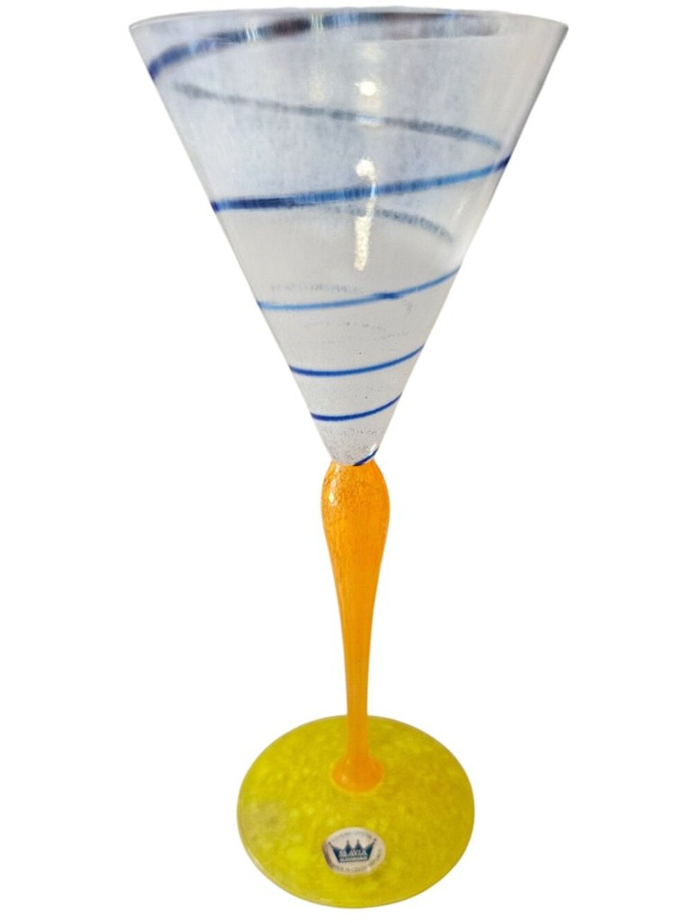 2 Czech Slavia Glassworks Cocktail Glass Post modern art glass vtg Bohemian 8.5 - Picture 8 of 10